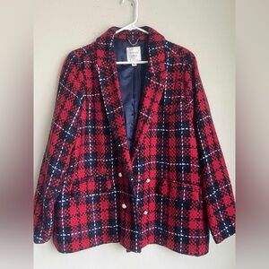 Chanel StyleRed Plaid Women's Jacket